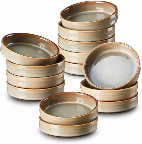 Miniatura 13 de ONEMORE Ramekins - Juego de 6 moldes aptos para horno, 4 onzas, cuencos de cerámica para souffle, natillas, salsa de inmersión, postre, microondas