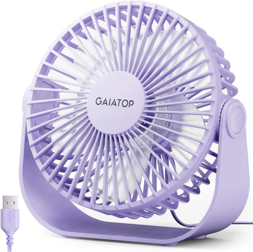 Gaiatop Ventilador de escritorio USB, flujo de aire fuerte de 3 velocidades, portátil de 5.5 pulgadas, rotación de 90°, refrigeración silenciosa,