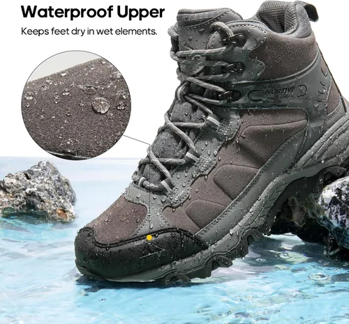 Miniatura 14 de NORTIV 8 - Botas de senderismo impermeables para hombre, zapatos de montañismo ligeros para exteriores