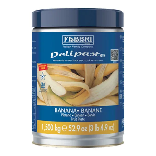 Fabbri Delipaste Banana, Compuesto aromatizante para gelato, helado, servicio suave, pastelería y confitería - 1 lata de 3.3 lb