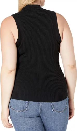Miniatura 7 de The Drop Suéter Karolina sin mangas de cuello alto acanalado para mujer