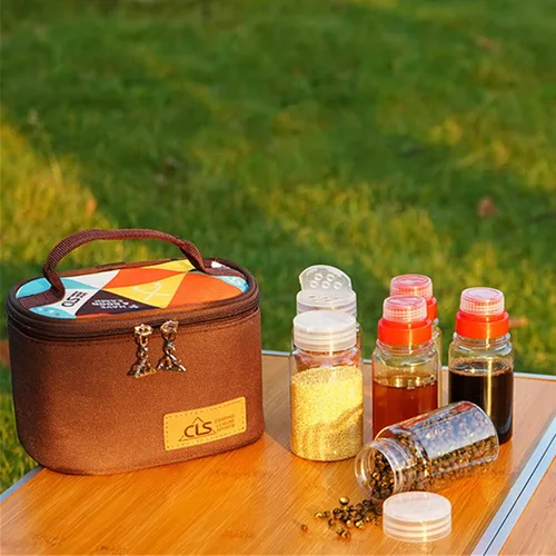 Miniatura 6 de Joyeee Kit de especias vacías para campamento, plástico seguro, PET, 3 botellas de especias líquidas de 2.7 onzas y 3 tarros de especias de 3.3