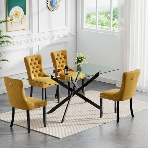 Miniatura 103 de HomVent Juego de mesa de comedor redonda de vidrio de 3 piezas, juego de mesa de comedor de vidrio templado para 2 mesas de cocina con 2 sillas