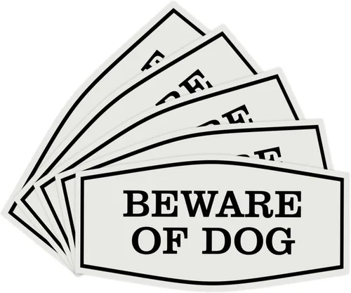 Miniatura 49 de All Quality Fancy Beware of Dog Letrero Material duradero Señales de seguridad para el hogar Fácil de instalar (negro/oro), mediano, 1 paquete