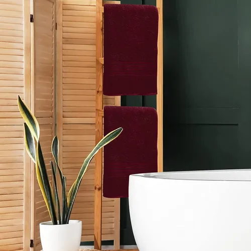Miniatura 4 de BOUTIQUO Juego de 2 toallas de baño 100% algodón de 28 x 55 pulgadas, toallas de baño grandes ecológicas, compactas, de secado rápido, ligeras, Rosa