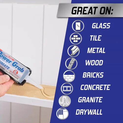 Miniatura 4 de Loctite Power Grab Ultimate Crystal Clear - Adhesivo de construcción transparente como cristal, cartucho de 9 onzas líquidas, 1 paquete - Pegamento