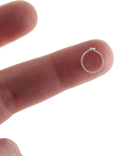 Miniatura 26 de Aretes de plata de ley abiertos para cartílago, tragus, delgados, calibre 22