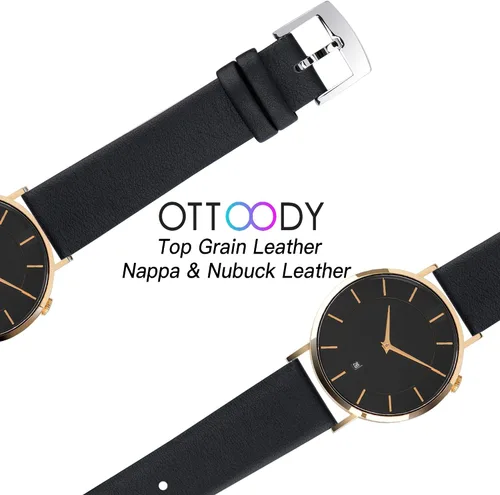 Miniatura 5 de OTTOODY Correas de reloj de cuero de liberación rápida, elegante y ultra suave, correa de reloj de cuero de grano superior para mujeres y hombres
