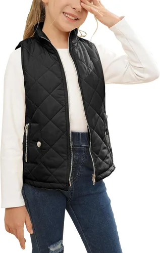 Miniatura 2 de FISACE Chaleco ligero acolchado con cuello alto y cremallera para niñas, chaleco sin mangas con bolsillo