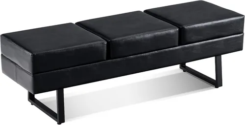 Miniatura 14 de BarberPub Sillas de sala de espera, banco resistente para invitados de oficina y recepción, sillas tapizadas de cuero sintético para vestíbulo