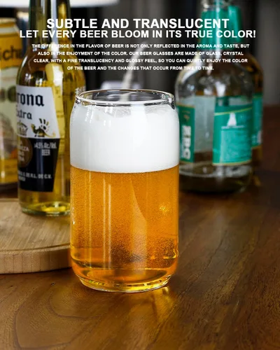 Miniatura 3 de LUXU Vasos de cerveza con forma de lata de 20 onzas, juego de 2 vasos de cerveza artesanales, vasos de cerveza grandes para cualquier bebida