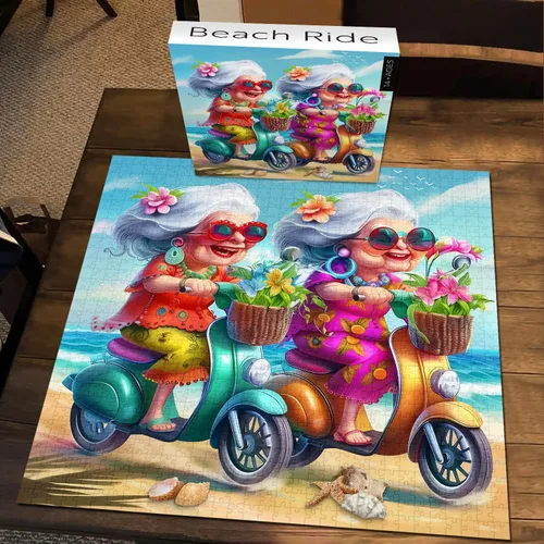 Miniatura 2 de Rompecabezas de 1000 piezas de playa de verano para adultos, rompecabezas de paseo de playa divertidos de PICKFORU, rompecabezas únicos y difíciles