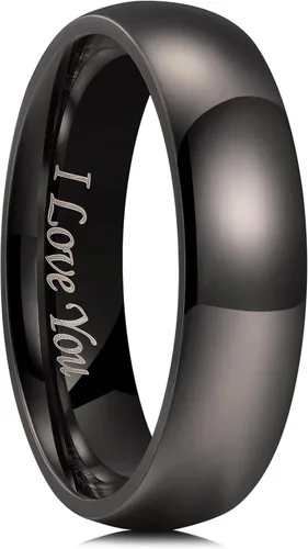 Miniatura 26 de King Will Alianza de boda de acero inoxidable 316L para hombres y mujeres, anillo de boda de 0.31 a 0.315 pulgadas de ancho, chapado en negro