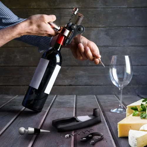 Miniatura 9 de Juego de sacacorchos con abridor de botellas de vino – Luxiluxy [2024 actualizado, ¡NO se rompe!] Incluye cortador de papel de aluminio, tapón