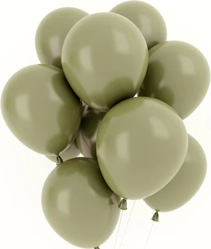Globos verde salvia de 12 pulgadas, 50 unidades de fiesta de baby shower, globos de decoración de feliz cumpleaños, globos verdes de safari en la