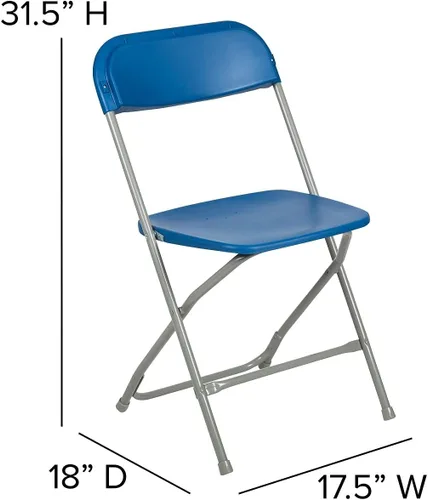 Miniatura 3 de Flash Furniture Silla plegable de plástico de la serie Hercules™, color azul, paquete de 2 unidades, capacidad de peso de 650 libras, cómoda silla