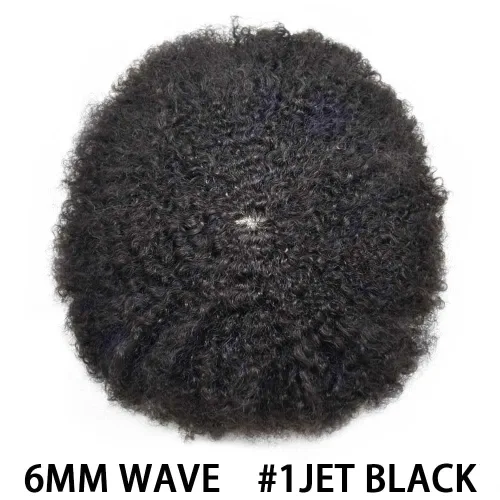 Miniatura 2 de LYRICAL HAIR Afro Curly Mens Toupee Afro American Hair System Replacement 10X8 All Injected Poly Skin PU Afro ondulado 6MM Curl Hairpiece #1 Jet