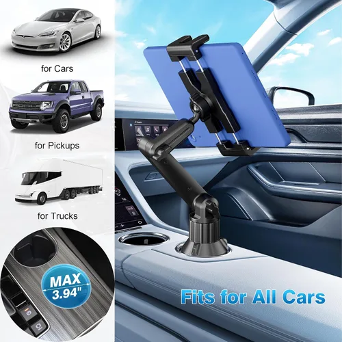 Miniatura 5 de Soporte para tablet de automóvil para camión, iPad con soporte de brazo ajustable de 15 pulgadas para tablet iPhone 4.7-13 pulgadas, iPad Pro Air