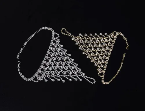 Miniatura 6 de Jumwrit Pulsera de anillo de dedo para mujer, con diamantes de imitación, con anillo, pulsera esclava, arnés de mano para niñas