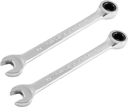 Llave de trinquete reversible de acero CR-V, SAE y métrica, 2 unidades, 0.394 in, 72 dientes