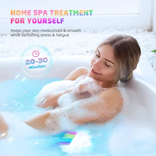 Miniatura 5 de Set de regalo de bombas de baño de nubes arcoíris Elfinbay, bombas de baño a granel para niñas pequeñas envueltas individualmente, bombas de baño