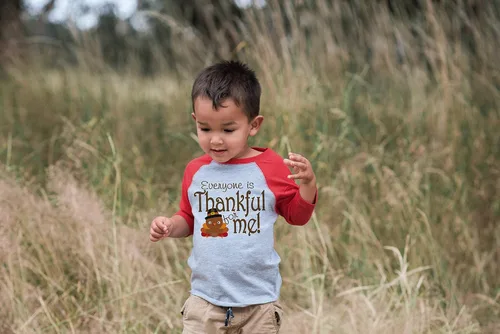 Miniatura 4 de 7 comió 9 Ropa Bebé agradecido para Bebé Acción de Gracias Raglan Rojo