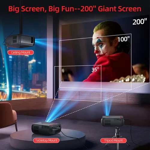 Miniatura 4 de Mini proyector, nativo 1080P 4K compatible con proyector portátil para exteriores, WiFi 6 y Bluetooth 5.4 Porjector de películas, pantalla de espejo