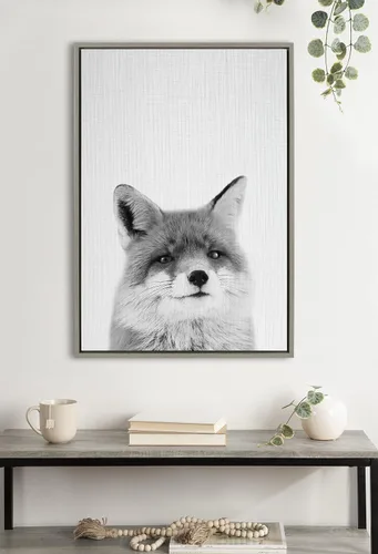 Miniatura 2 de Kate and Laurel Lienzo enmarcado de Sylvie Fox por Simon Te of Tai Prints; 23 x 33 pulgadas, gris; impresión decorativa de animales para pared