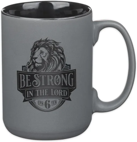 Miniatura 25 de Christian Art Gifts Taza grande de cerámica inspiradora con escritura bíblica para café y té para hombres: Versículo bíblico que anima al hombre