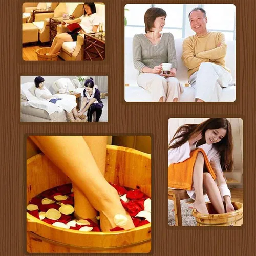 Masajeador de pies Spa Pedicura Cuenca 31Cm Pie Bañera de Madera Vapor Pie Baño de Niños Adulto Baño de pies Espuma Barril de madera e Masa de pie