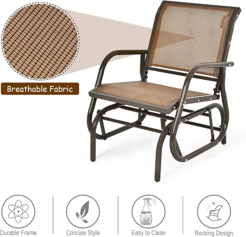 Miniatura 5 de Giantex Silla columpio con marco de metal de estudio, cómoda silla de patio para jardín, porche, patio trasero, piscina, mecedora al aire libre