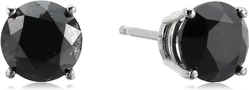 Miniatura 2 de Aretes de tuerca de diamante negro de 12 ct a 2 ct en oro de 14 quilates, oro blanco, FD9S1.50BLRW