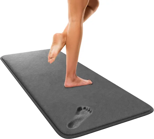 Miniatura 35 de Alfombra de baño de lujo – 1 pieza de alfombrilla de baño de espuma viscoelástica, antideslizante y ultrasuave, altamente absorbente, fácil
