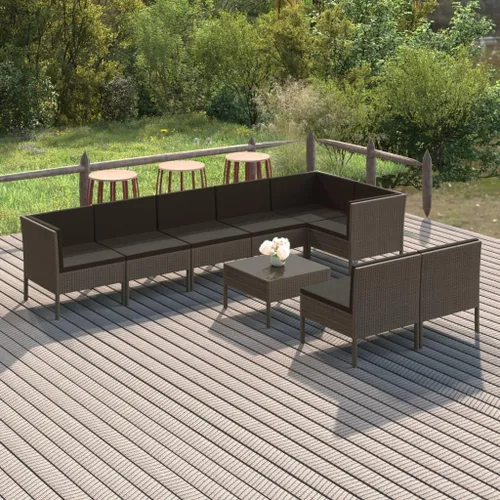 Miniatura 9 de Ensemble Salon de Jardin Gris 6 Pièces en Rotin PE Résistant aux Intempéries avec Coussins Confortables pour Terrasse, Balcon, Jardin - Design