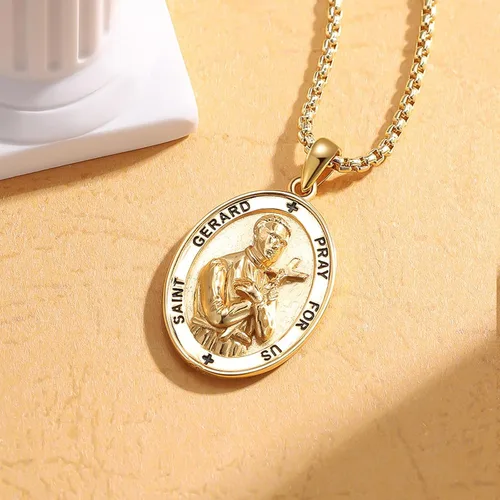 Miniatura 52 de Collar de plata de ley 925 con medalla de San Patrón, colgante de protección católica, amuleto, joyería religiosa para hombres y mujeres