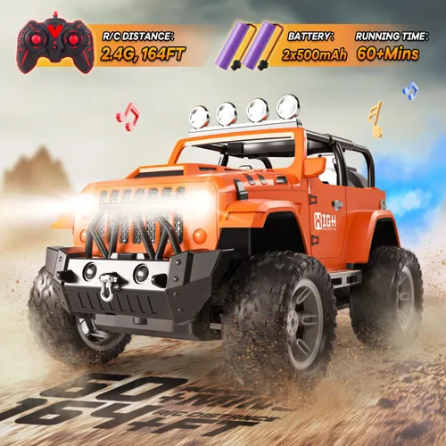 Miniatura 3 de Auto de control remoto 1:16 con aerosol, luces y sonido, Jeep de control remoto de 2.4 GHz para niños, todo terreno, todoterreno, Jeep RC, juguete