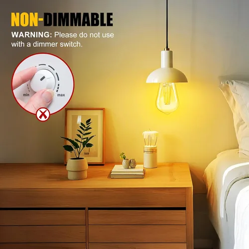 Miniatura 4 de Brightown Paquete de 4 bombillas LED Edison, 6 W, equivalente a 60 W, alto brillo blanco cálido de 2700 K, 750 lúmenes, no regulables, bombillas