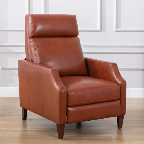 Miniatura 2 de Balantyne - Sillón reclinable de piel sintética color caramelo con patas de madera