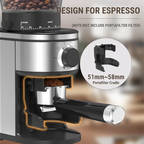 Miniatura 6 de AYCHIRO Molinillo de Café Eléctrico, Molinillo de Muelas Cónicas con 30 Ajustes de Molienda para 2-12 Tazas, Molinillo de Muelas Ajustable para Uso