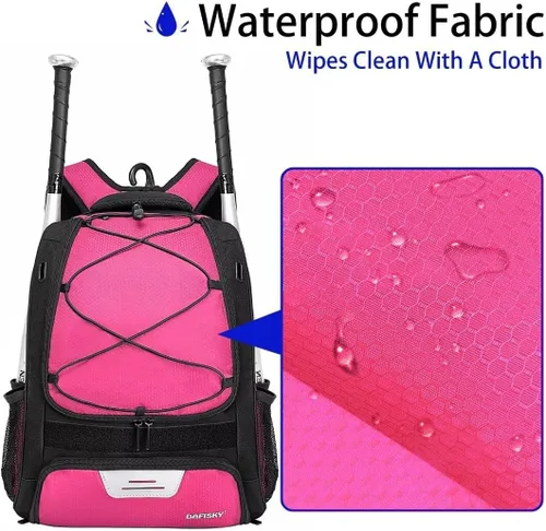 Miniatura 7 de DAFISKY, Mochila para Bolsón de Béisbol y Sóftbol - Mochila para Equipo de Bate de Béisbol, Sóftbol y Bola T para Jóvenes y Adultos con Soportes Rosa