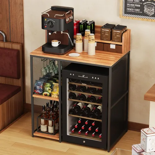 Miniatura 10 de Kikihouse - Estante de cocina de 4 niveles estilo industrial, soporte para mini refrigerador y microondas, estante de almacenamiento de utilidad
