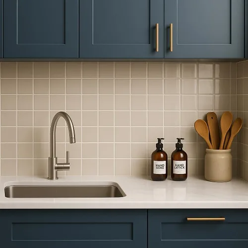 Miniatura 9 de Tenedos Azulejo de pared de cerámica brillante de 6 x 6 para baño y cocina, fácil de limpiar, duradero, diseño cuadrado clásico, caja de 8 piezas