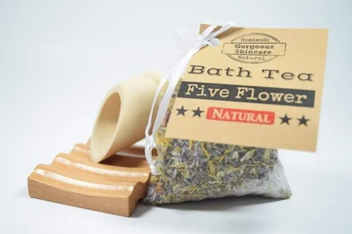 Miniatura 2 de Five Flower Bath Tea Bag - Tub Tea, Floral Bath Soak, Relaxation Body Soak Elder Flowers, Rose, Lavender, Chamomile, Calendula, Epsom Salt