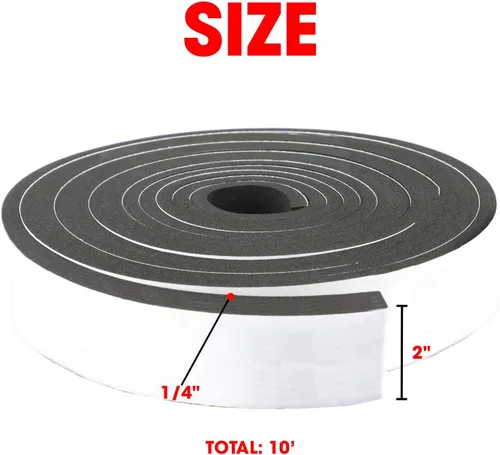 Miniatura 3 de Rollo de tira de espuma de neopreno de Dualplex, 2" de ancho x 10' de largo x 1/4" de espesor, sello climático de alta densidad con respaldo