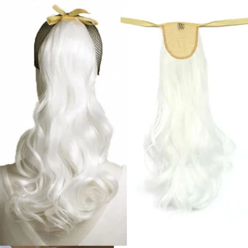 Miniatura 23 de Extensión de cabello sintético rizado con clip, cola de caballo larga, con clip, para niñas, mujeres y mujeres