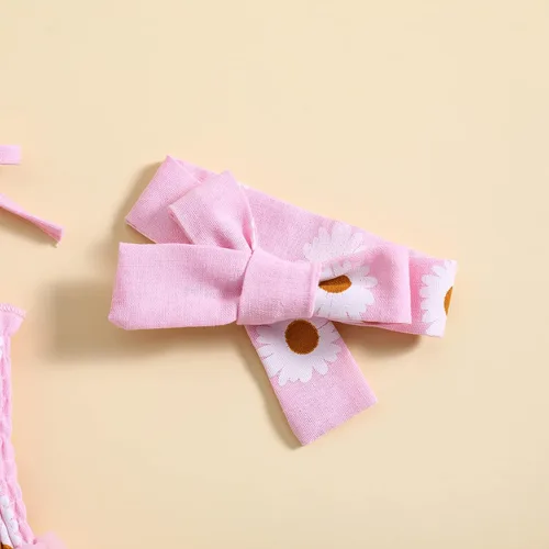 Miniatura 8 de Ropa de verano para bebé recién nacida, sin mangas, con estampado de margaritas, vestido de princesa con diadema