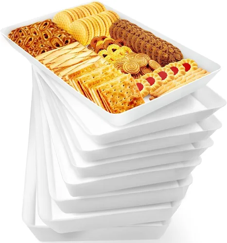 Miniatura 19 de WOWBOX 4 bandejas de servir para entretenimiento, platos para servir aperitivos, frutas, galletas, postres, bandejas de plástico reutilizables