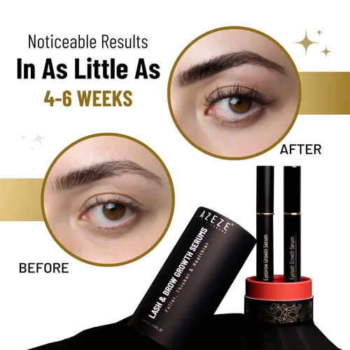 Miniatura 6 de Azeze Juego de suero para el crecimiento de pestañas y cejas, sin aceite, sin hormonas, suero para cejas y pestañas para crecimiento y grosor