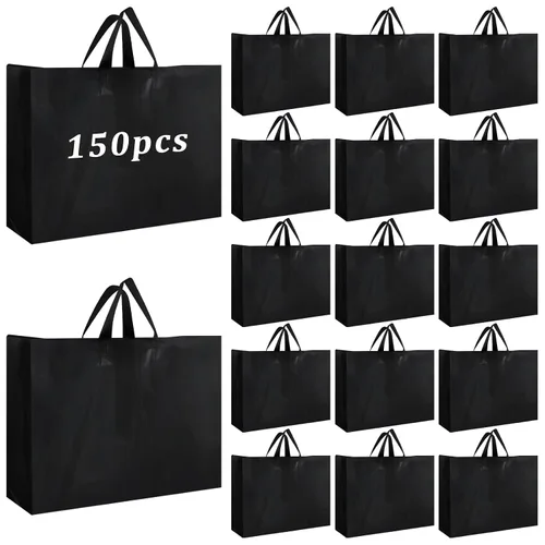 Miniatura 10 de Amylove 80 bolsas de regalo transparentes a granel con asa, bolsa de plástico esmerilado, embalaje reutilizable, envoltura de golosinas
