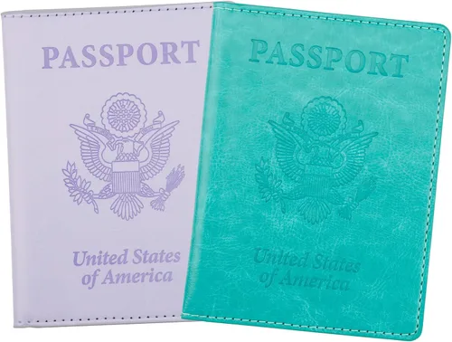Miniatura 11 de Funda de cuero para pasaporte - Cartera de pasaporte de viaje para mujeres y hombres, artículos esenciales para el aeropuerto con protector, Negro